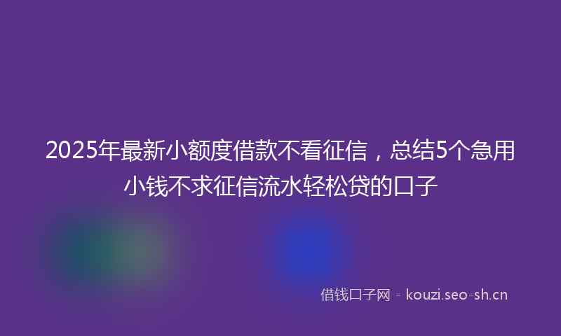 2025年最新小额度借款不看征信，总结5个急用小钱不求征信流水轻松贷的口子
