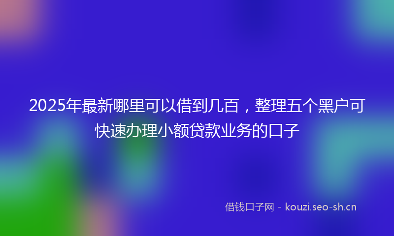 2025年最新哪里可以借到几百，整理五个黑户可快速办理小额贷款业务的口子