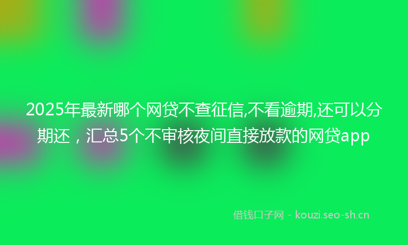 2025年最新哪个网贷不查征信,不看逾期,还可以分期还，汇总5个不审核夜间直接放款的网贷app