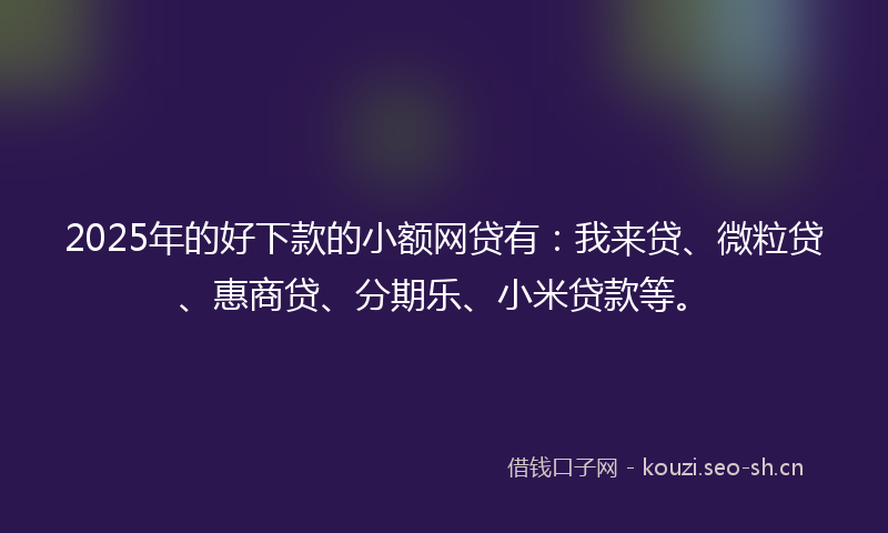 2025年的好下款的小额网贷有：我来贷、微粒贷、惠商贷、分期乐、小米贷款等。