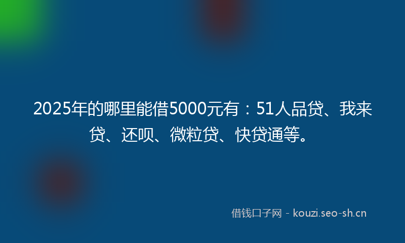 2025年的哪里能借5000元有：51人品贷、我来贷、还呗、微粒贷、快贷通等。