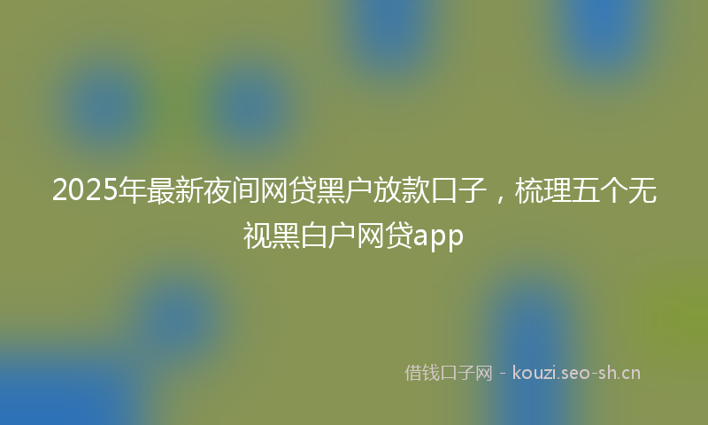 2025年最新夜间网贷黑户放款口子，梳理五个无视黑白户网贷app
