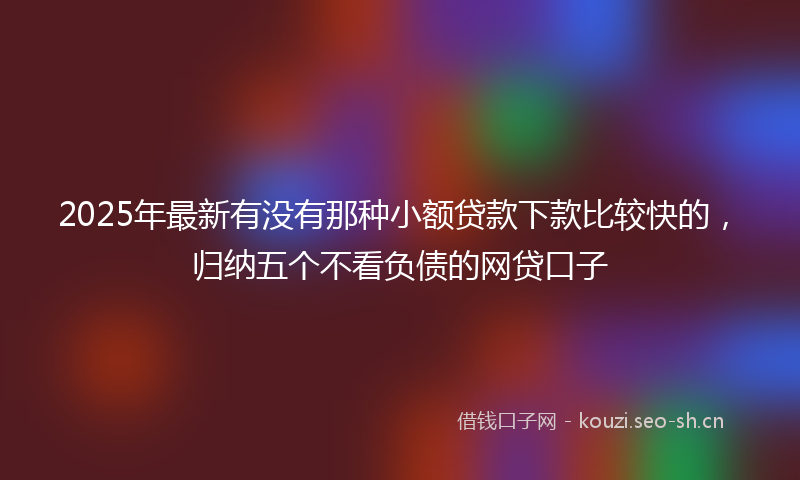 2025年最新有没有那种小额贷款下款比较快的，归纳五个不看负债的网贷口子