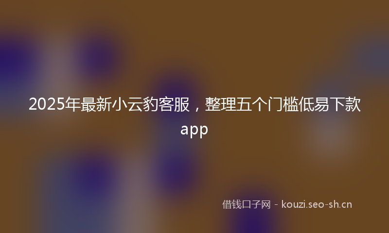 2025年最新小云豹客服，整理五个门槛低易下款app