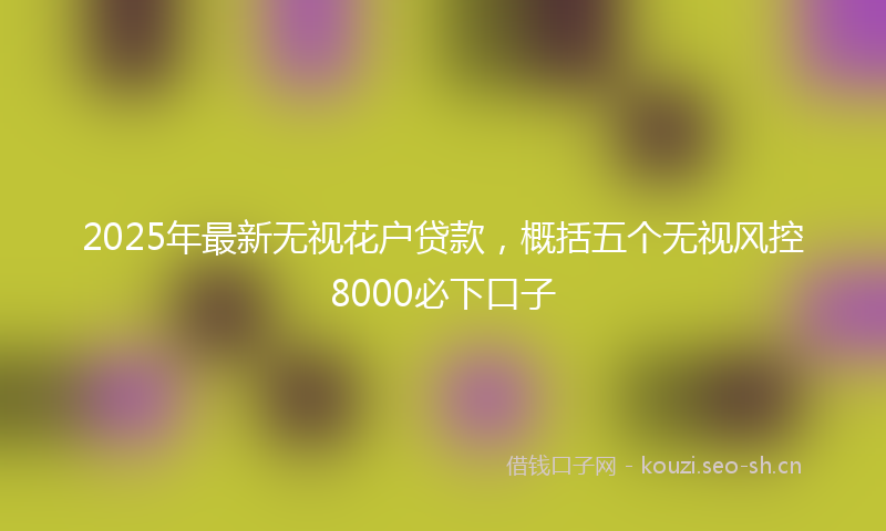 2025年最新无视花户贷款，概括五个无视风控8000必下口子