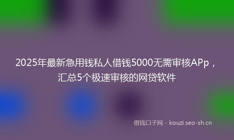 2025年最新急用钱私人借钱5000无需审核APp，汇总5个极速审核的网贷软件