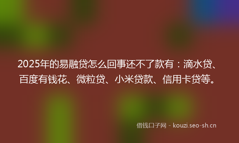 2025年的易融贷怎么回事还不了款有：滴水贷、百度有钱花、微粒贷、小米贷款、信用卡贷等。