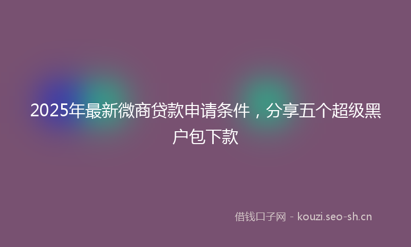 2025年最新微商贷款申请条件，分享五个超级黑户包下款