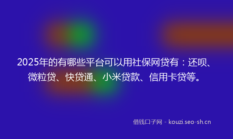 2025年的有哪些平台可以用社保网贷有：还呗、微粒贷、快贷通、小米贷款、信用卡贷等。