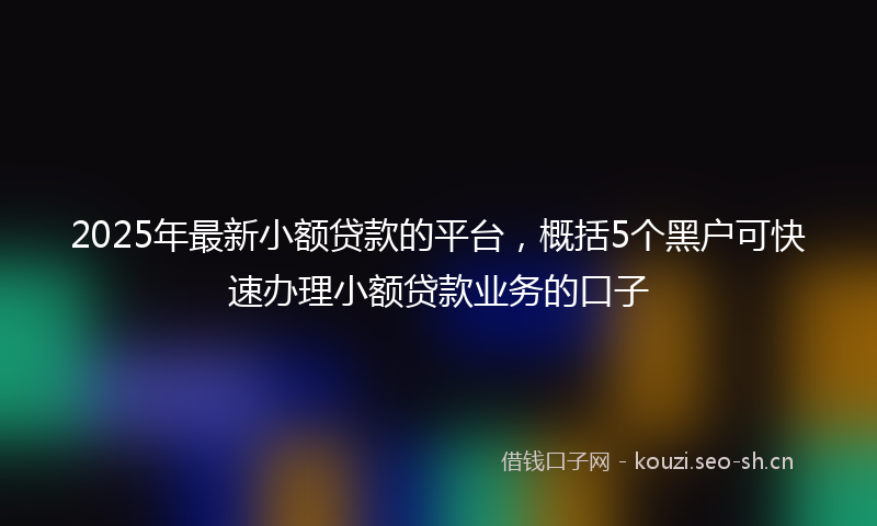 2025年最新小额贷款的平台，概括5个黑户可快速办理小额贷款业务的口子