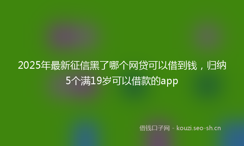2025年最新征信黑了哪个网贷可以借到钱，归纳5个满19岁可以借款的app