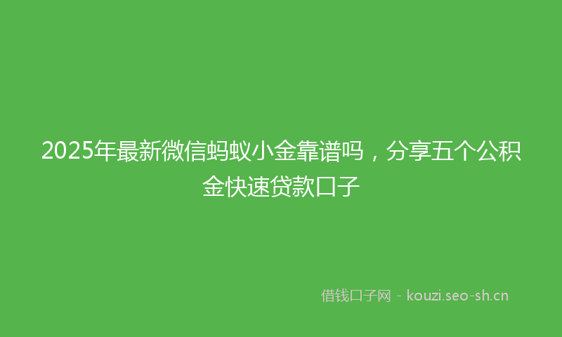 2025年最新微信蚂蚁小金靠谱吗，分享五个公积金快速贷款口子