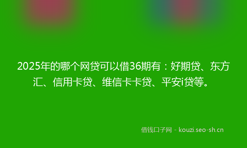 2025年的哪个网贷可以借36期有：好期贷、东方汇、信用卡贷、维信卡卡贷、平安i贷等。