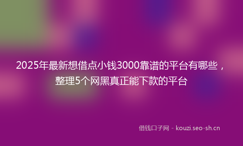2025年最新想借点小钱3000靠谱的平台有哪些，整理5个网黑真正能下款的平台