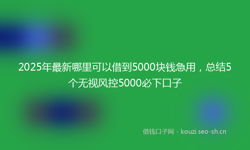 2025年最新哪里可以借到5000块钱急用，总结5个无视风控5000必下口子
