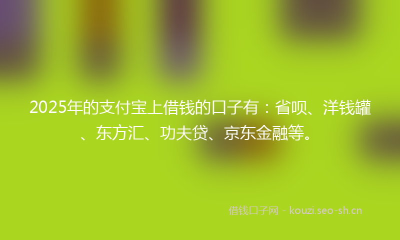 2025年的支付宝上借钱的口子有:省呗、洋钱罐、东方汇、功夫贷、京东金融等。