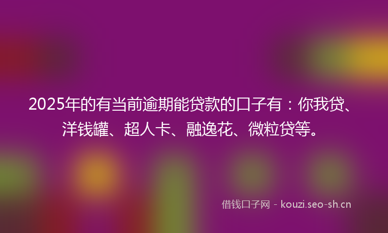 2025年的有当前逾期能贷款的口子有：你我贷、洋钱罐、超人卡、融逸花、微粒贷等。