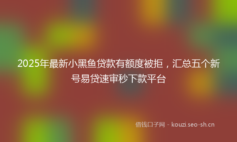 2025年最新小黑鱼贷款有额度被拒，汇总五个新号易贷速审秒下款平台