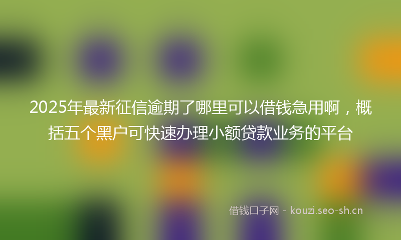 2025年最新征信逾期了哪里可以借钱急用啊，概括五个黑户可快速办理小额贷款业务的平台