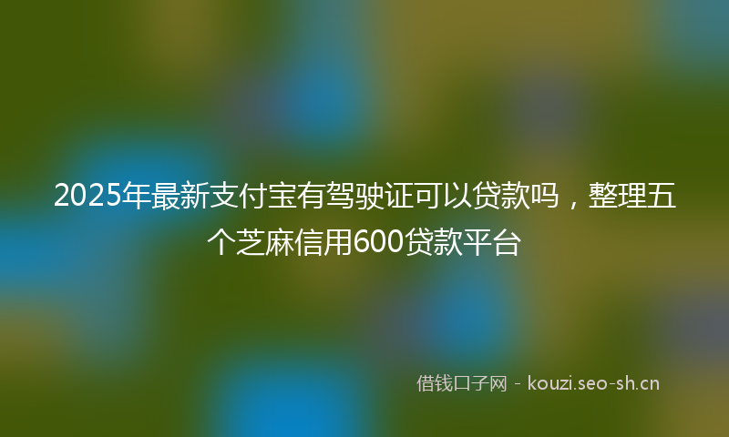 2025年最新支付宝有驾驶证可以贷款吗，整理五个芝麻信用600贷款平台