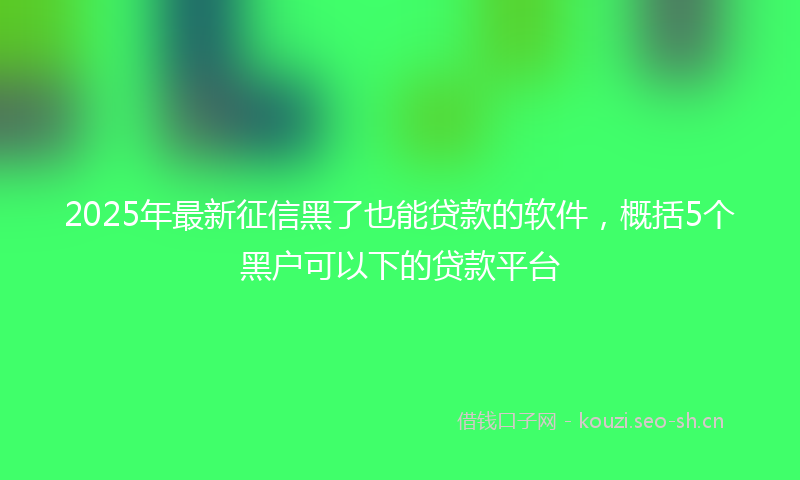 2025年最新征信黑了也能贷款的软件，概括5个黑户可以下的贷款平台