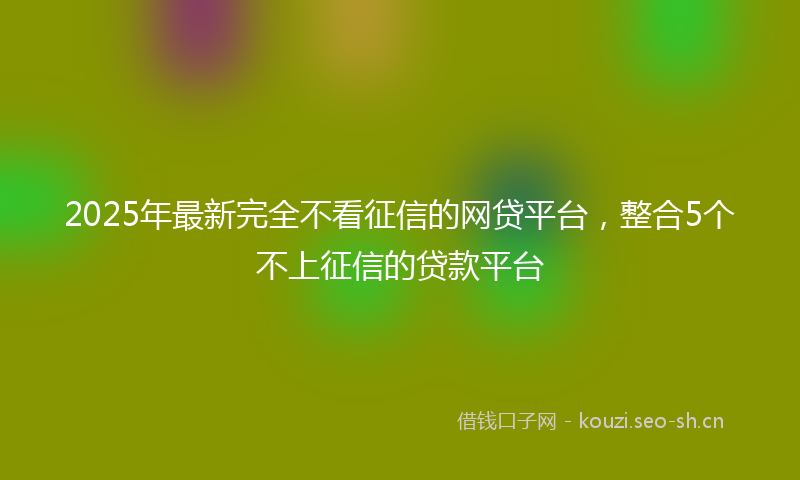 2025年最新完全不看征信的网贷平台，整合5个不上征信的贷款平台