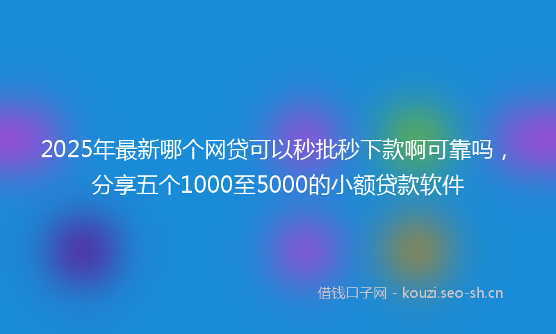 2025年最新哪个网贷可以秒批秒下款啊可靠吗，分享五个1000至5000的小额贷款软件