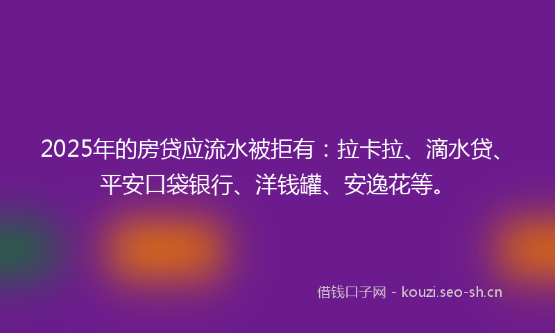 2025年的房贷应流水被拒有：拉卡拉、滴水贷、平安口袋银行、洋钱罐、安逸花等。