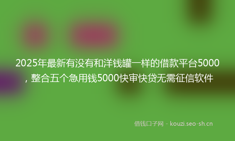 2025年最新有没有和洋钱罐一样的借款平台5000，整合五个急用钱5000快审快贷无需征信软件