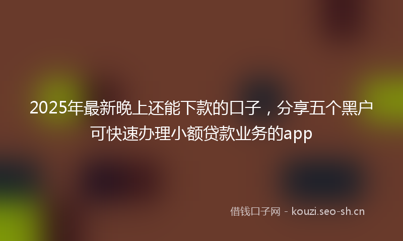 2025年最新晚上还能下款的口子，分享五个黑户可快速办理小额贷款业务的app