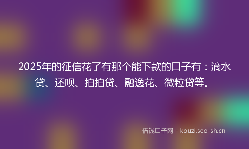 2025年的征信花了有那个能下款的口子有：滴水贷、还呗、拍拍贷、融逸花、微粒贷等。