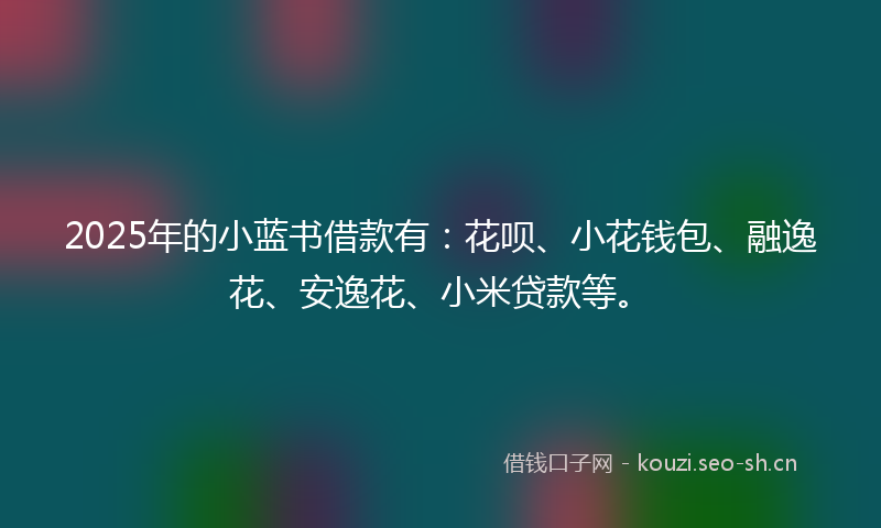 2025年的小蓝书借款有：花呗、小花钱包、融逸花、安逸花、小米贷款等。