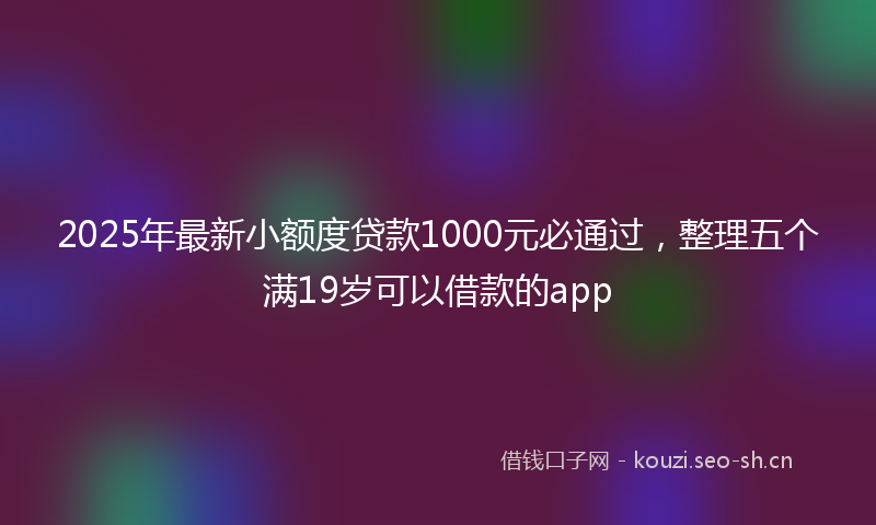 2025年最新小额度贷款1000元必通过，整理五个满19岁可以借款的app
