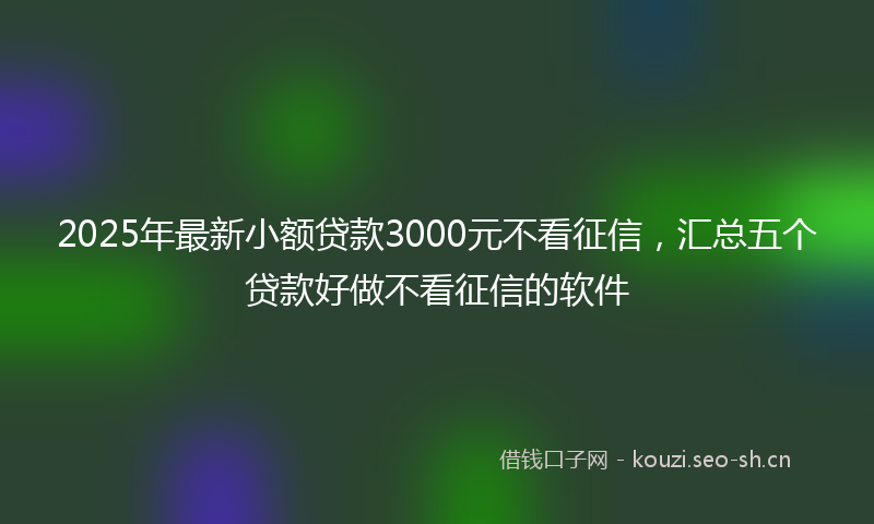 2025年最新小额贷款3000元不看征信，汇总五个贷款好做不看征信的软件