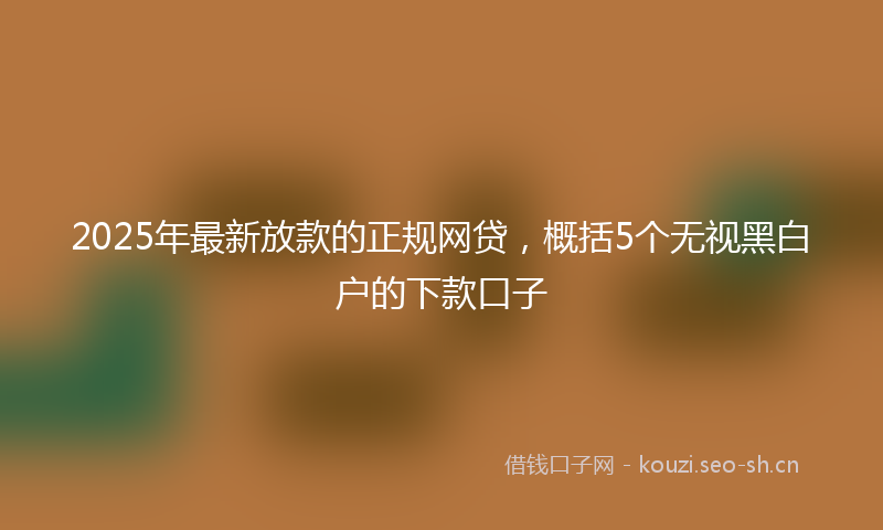 2025年最新放款的正规网贷，概括5个无视黑白户的下款口子