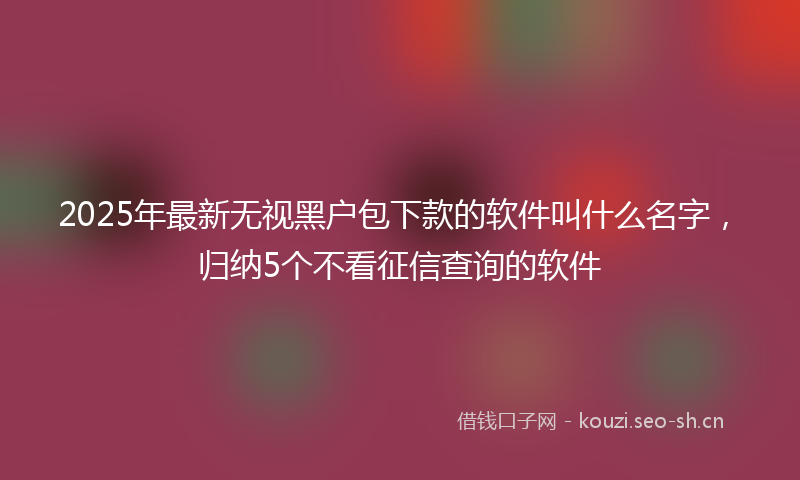 2025年最新无视黑户包下款的软件叫什么名字，归纳5个不看征信查询的软件