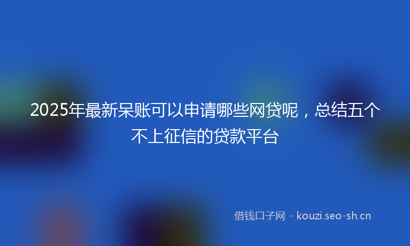 2025年最新呆账可以申请哪些网贷呢，总结五个不上征信的贷款平台