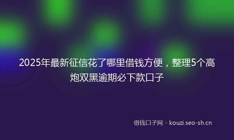 2025年最新征信花了哪里借钱方便，整理5个高炮双黑逾期必下款口子