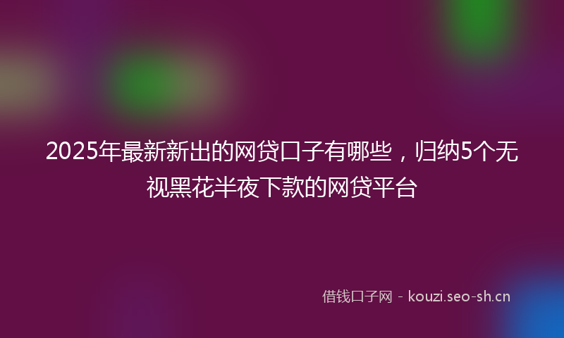 2025年最新新出的网贷口子有哪些，归纳5个无视黑花半夜下款的网贷平台