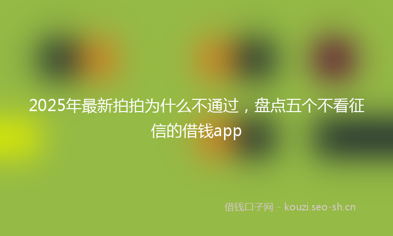2025年最新拍拍为什么不通过，盘点五个不看征信的借钱app