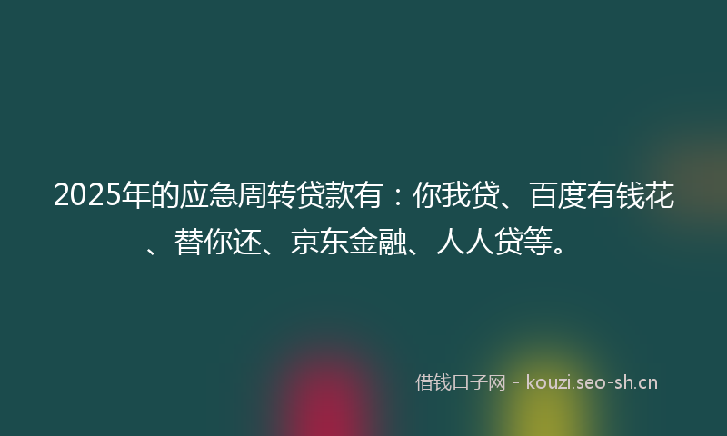 2025年的应急周转贷款有：你我贷、百度有钱花、替你还、京东金融、人人贷等。