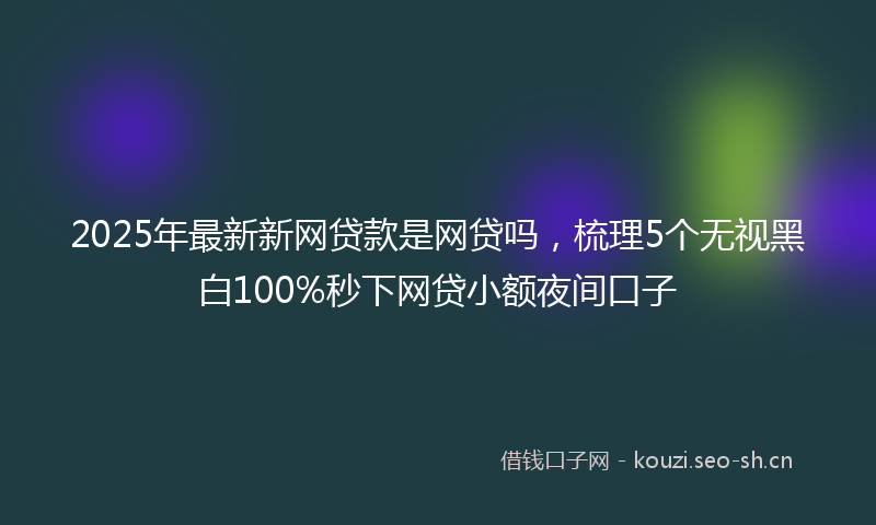 2025年最新新网贷款是网贷吗，梳理5个无视黑白100%秒下网贷小额夜间口子
