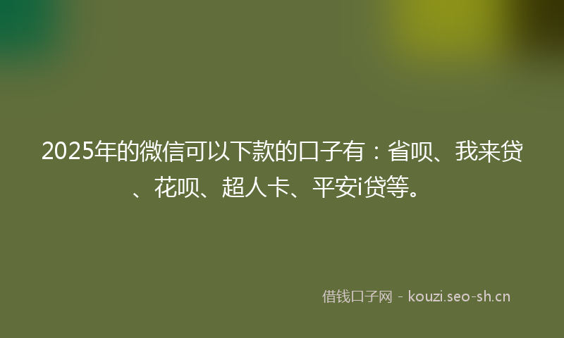 2025年的微信可以下款的口子有：省呗、我来贷、花呗、超人卡、平安i贷等。