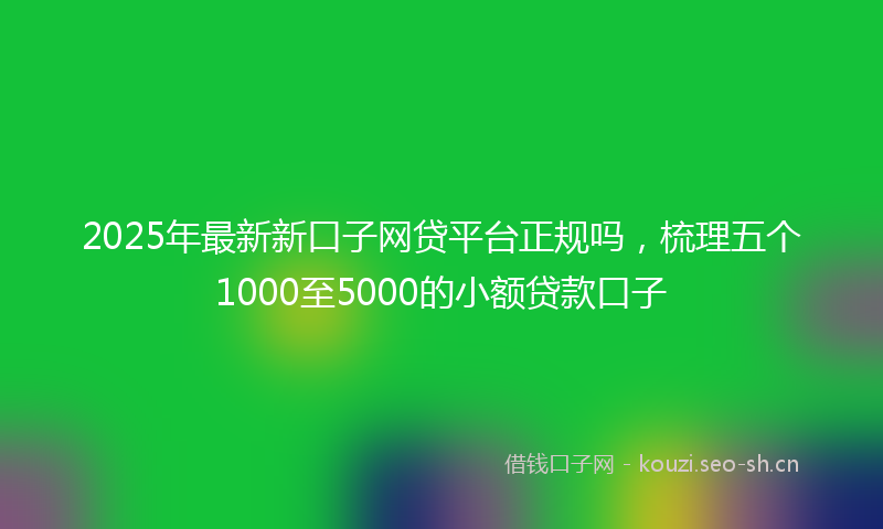2025年最新新口子网贷平台正规吗，梳理五个1000至5000的小额贷款口子
