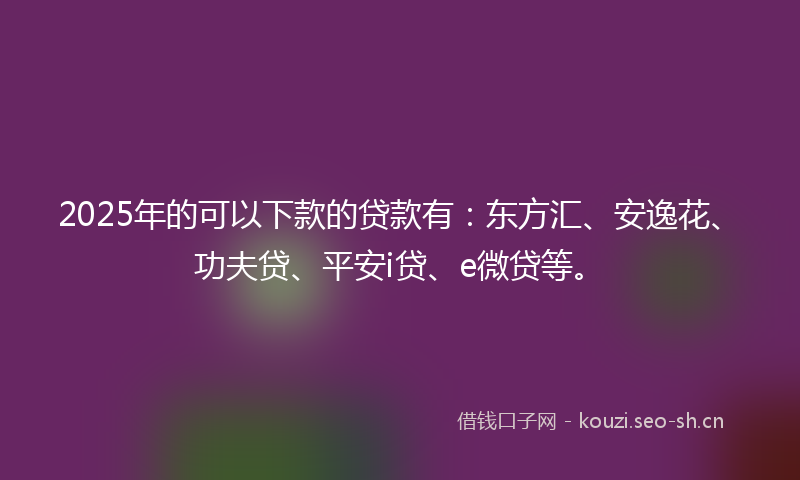2025年的可以下款的贷款有：东方汇、安逸花、功夫贷、平安i贷、e微贷等。