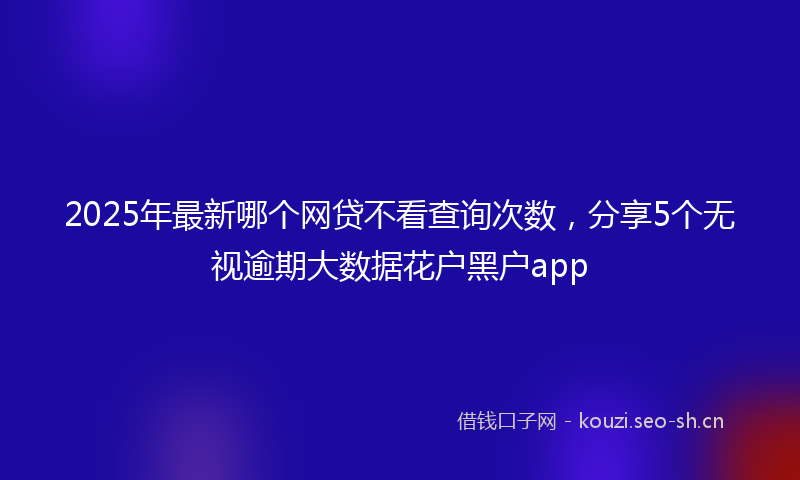 2025年最新哪个网贷不看查询次数，分享5个无视逾期大数据花户黑户app