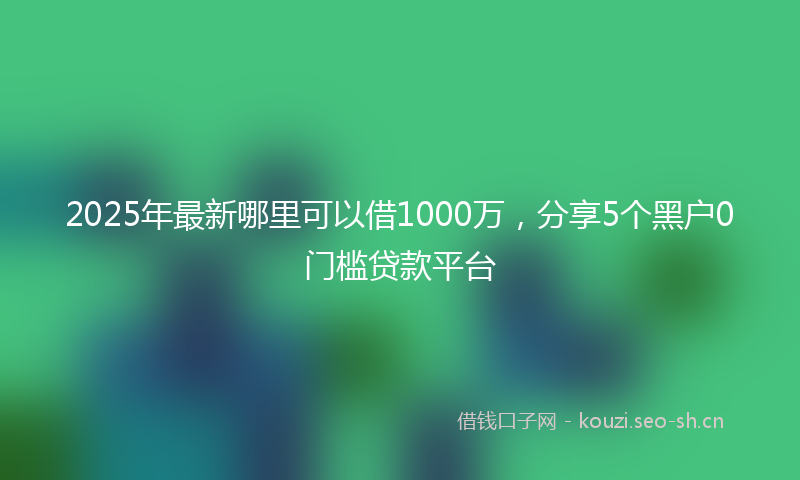2025年最新哪里可以借1000万，分享5个黑户0门槛贷款平台