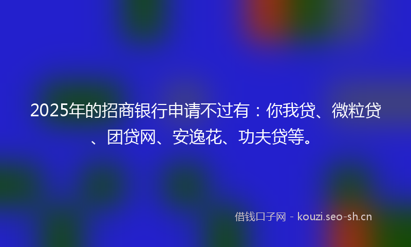 2025年的招商银行申请不过有：你我贷、微粒贷、团贷网、安逸花、功夫贷等。