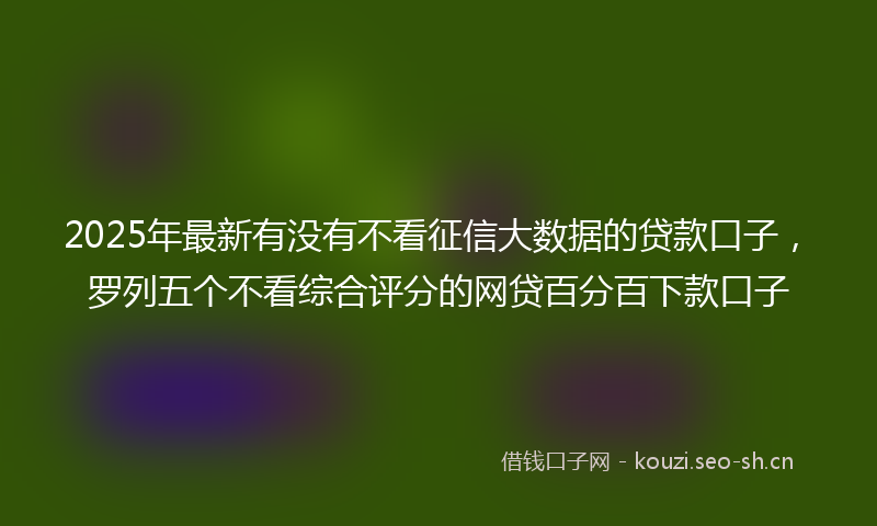 2025年最新有没有不看征信大数据的贷款口子，罗列五个不看综合评分的网贷百分百下款口子