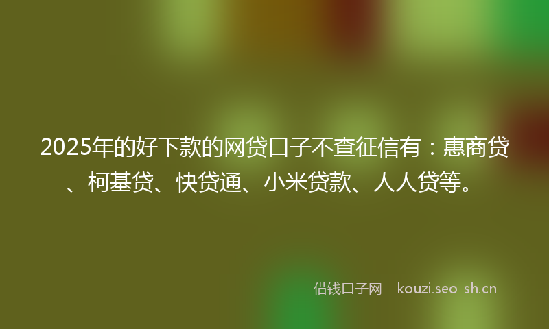 2025年的好下款的网贷口子不查征信有:惠商贷、柯基贷、快贷通、小米贷款、人人贷等。